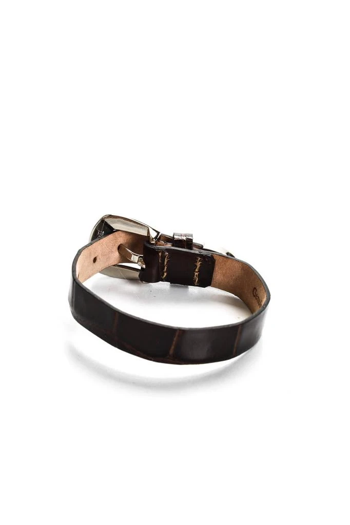 Tardini Womens Genuine American Alligator Country Style Buckled Bracelet Brown 3