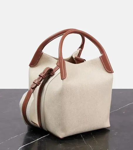 Loro Piana Bale Small leather-trimmed canvas tote bag 4
