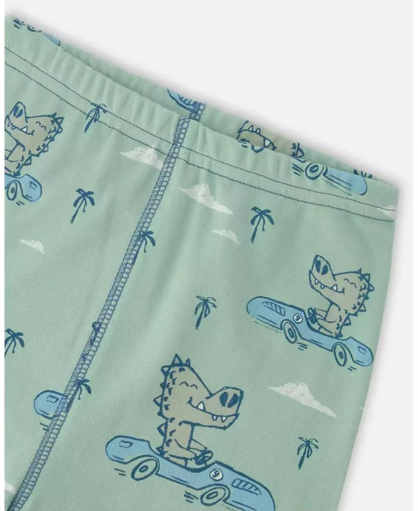 Deux par Deux Toddler Boys Cotton Two-Piece Pyjama Set Green Crocodile Print 5