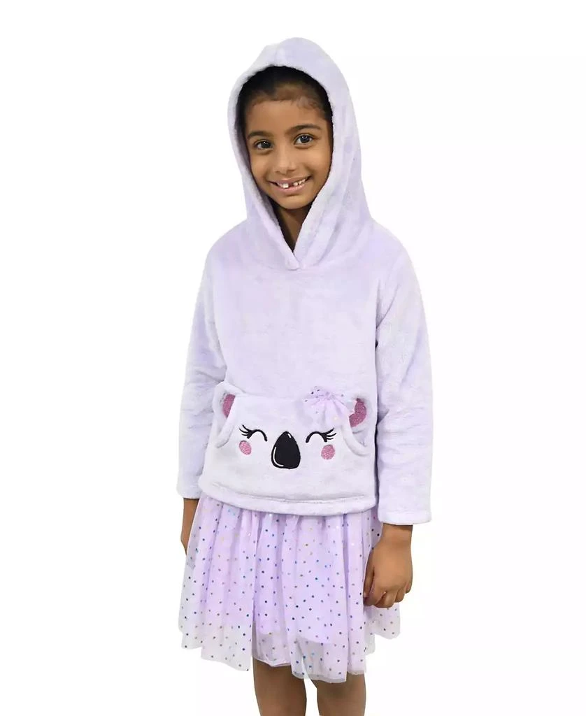 Pink & Violet Toddler Girls Koala Pocket Hoodie Sweater Dress 3