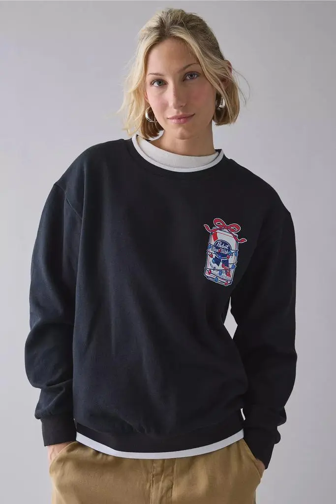 Urban Outfitters Pabst Blue Ribbon Holiday Lights Graphic Crew Neck Pullover 4