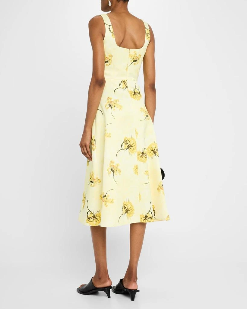 Emilia Wickstead Shiloh Square-Neck Genzianella Print Midi Dress 3