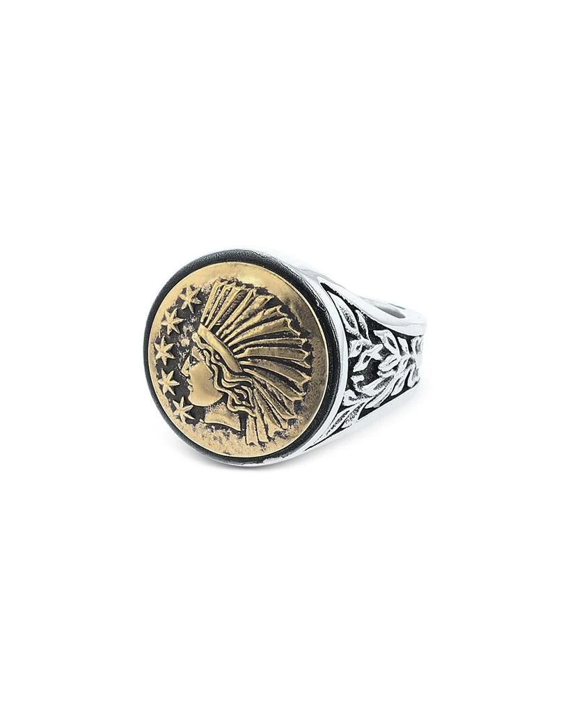 King Baby Men's Sterling Silver & Brass Alloy Liberty Headdress Signet Ring 1