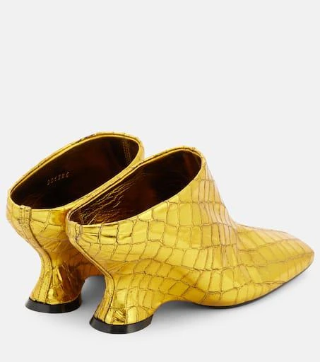 Dries Van Noten Croc-effect leather wedge mules 2