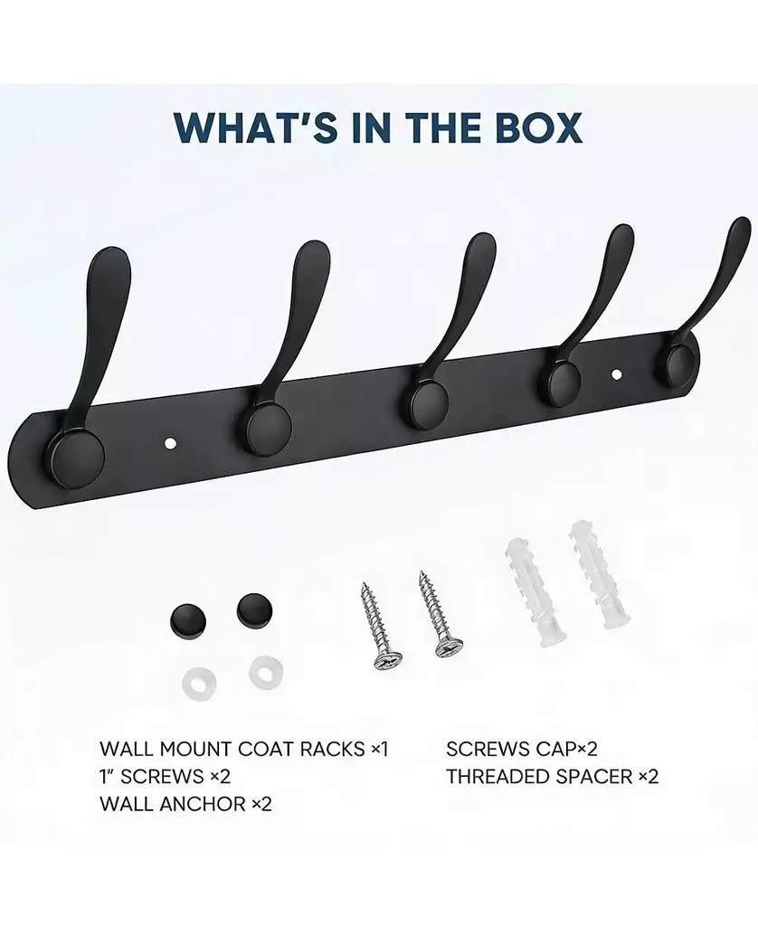 YIGII Premium Metal Wall-Mounted Coat Rack, 5 Tri-Hooks, Multiple Colors 5