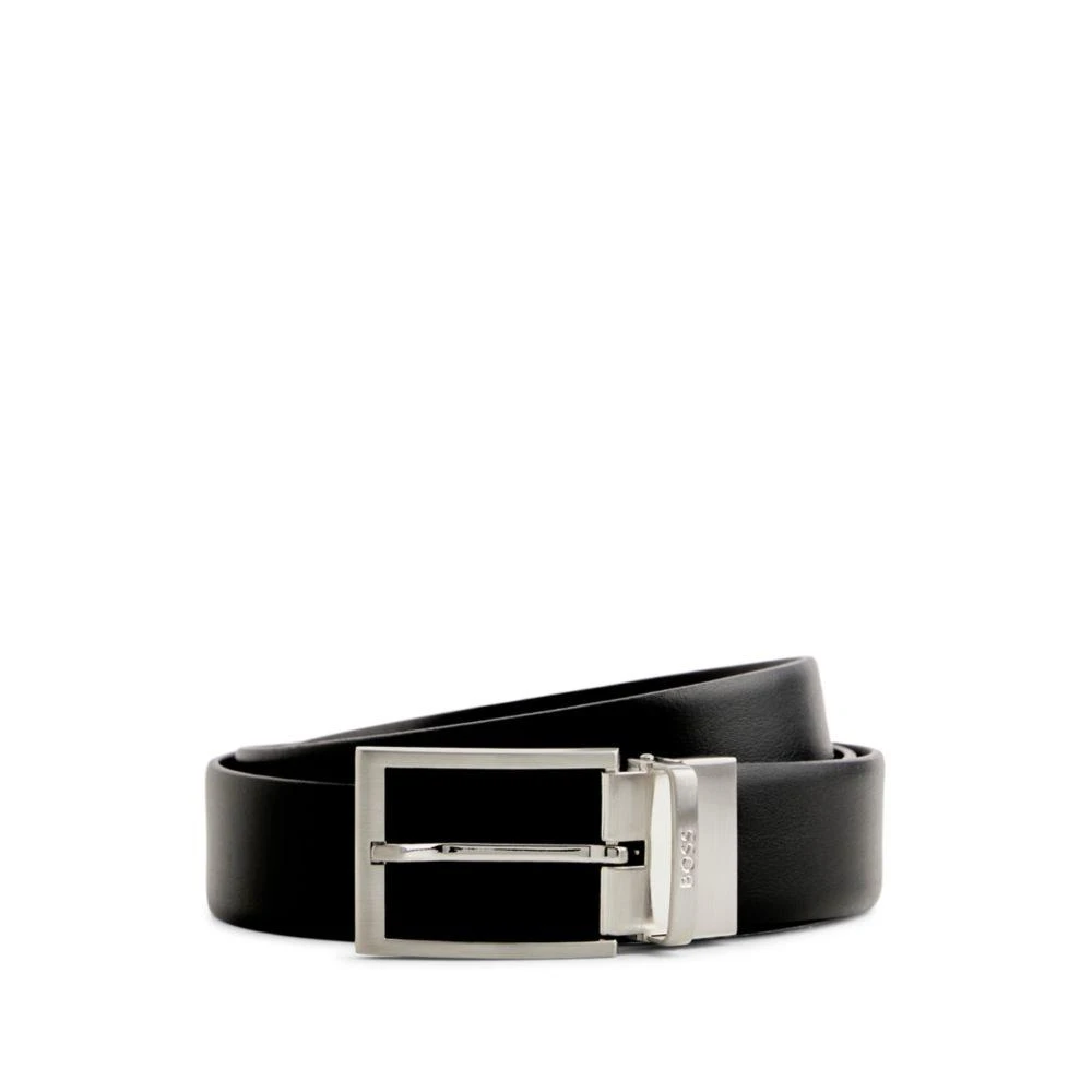 Hugo Boss Reversible Italian-leather belt with logo keeper 1