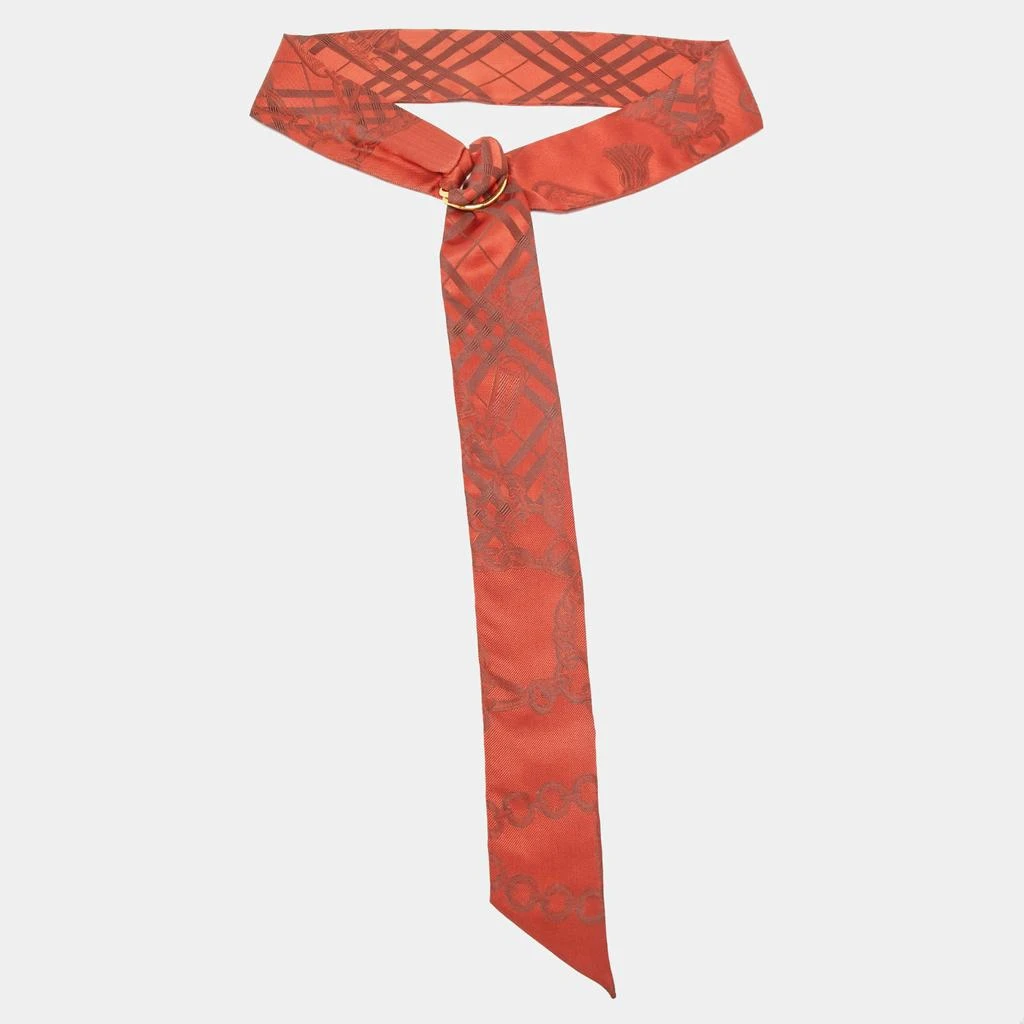 Burberry Burberry Red D-Ring Detail Chain Silk Jacquard Ribbon Scarf 2