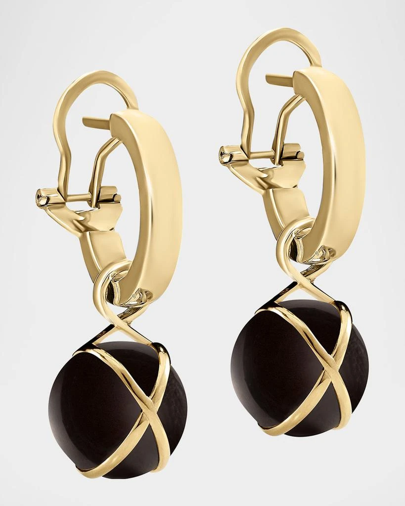 L. Klein Prisma 18k Gold Black Agate Hoop Drop Earrings 1