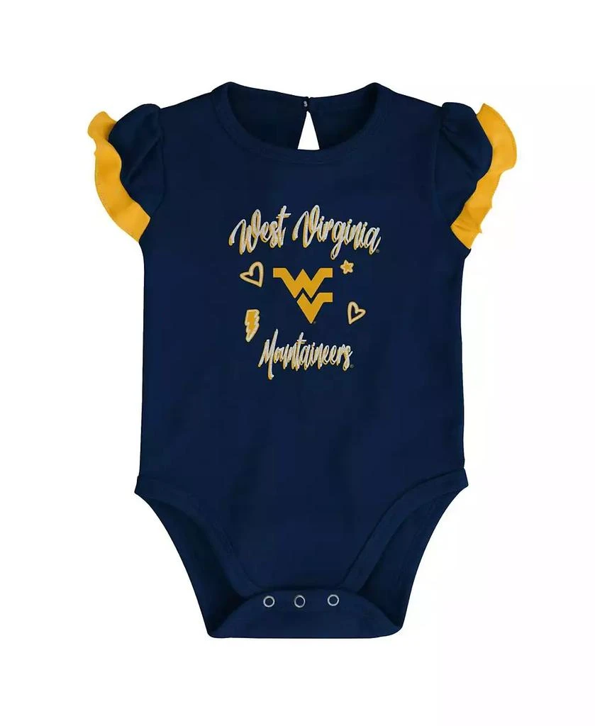 Outerstuff Girls Newborn and Infant Navy, Gold West Virginia Mountaineers Too Much Love Two-Piece Bodysuit Set 3