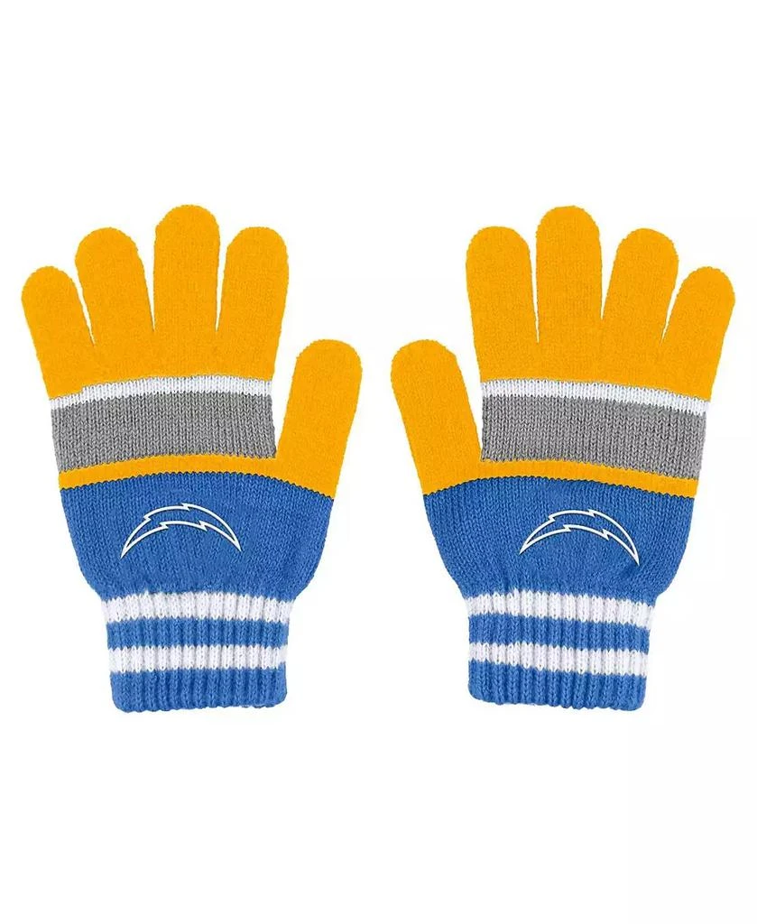 WEAR by Erin Andrews Women's Los Angeles Chargers Stripe Glove and Scarf Set 3