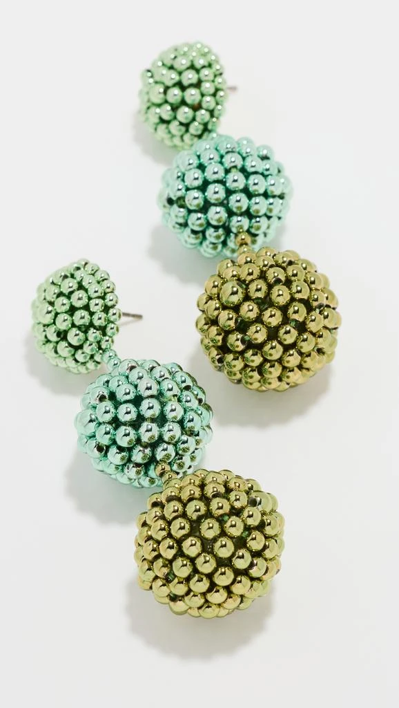 Oscar de la Renta 3 Ball Beaded Chandelier Earrings 3