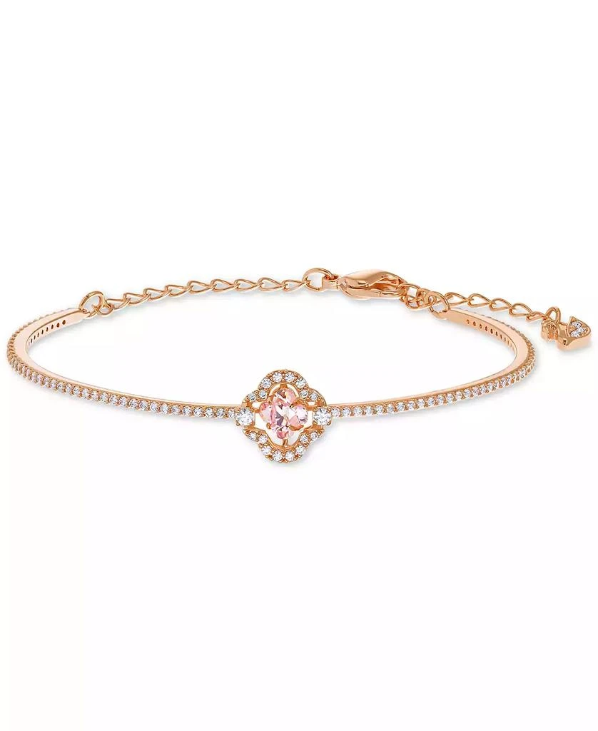 Swarovski Rose Gold-Tone Crystal Clover Bangle Bracelet 1