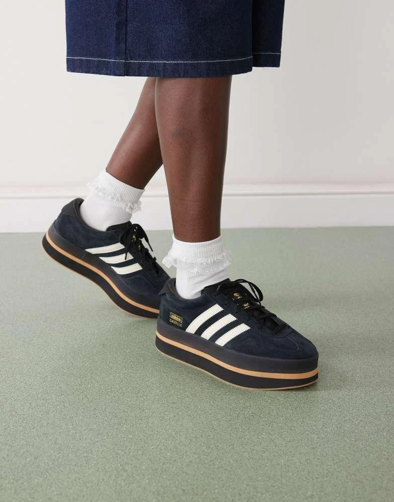 Adidas adidas Originals Gazelle Stack trainers in black and white 1