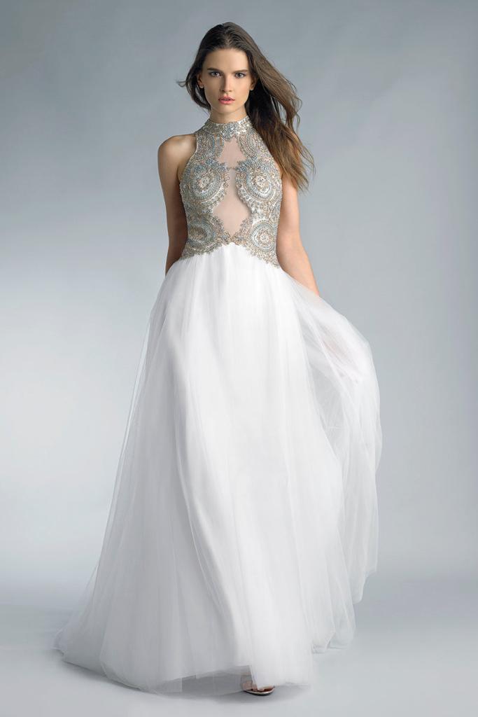 Basix Black Label Beaded Sheer Tulle Gown By Basix Black Label