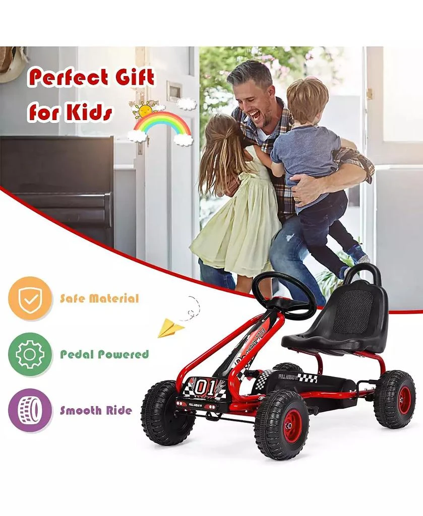 GIVIMO 4 Wheel Pedal Powered Ride On Car with Adjustable Seat 8