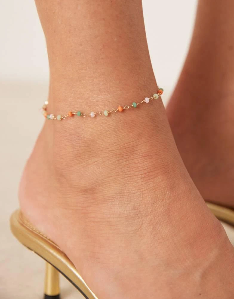 ASOS ASOS DESIGN mixed beaded anklet in gold tone 1