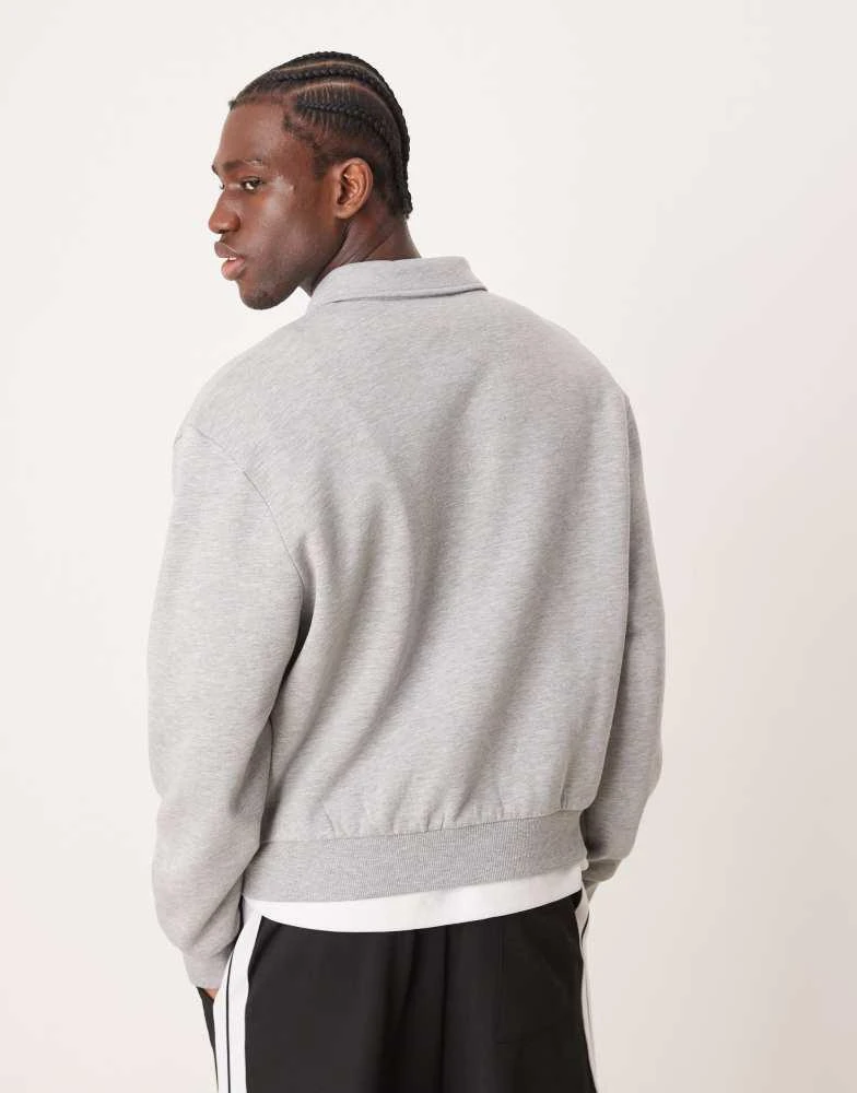 ASOS ASOS DESIGN oversized boxy collared cardigan in grey marl 4