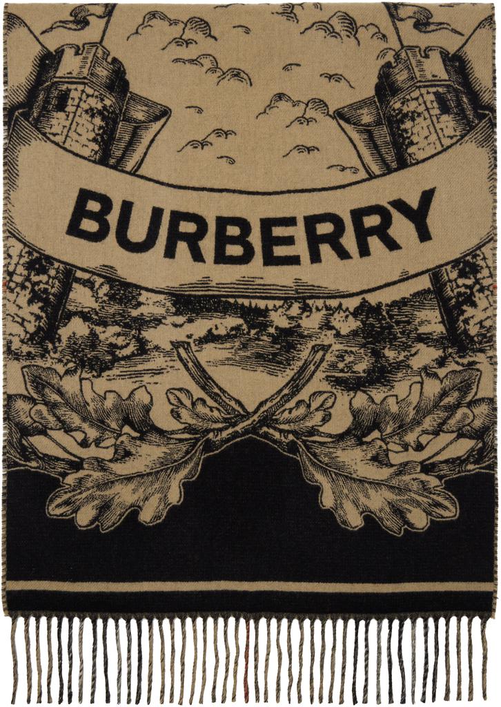 Burberry Beige Reversible EKD Cashmere Scarf