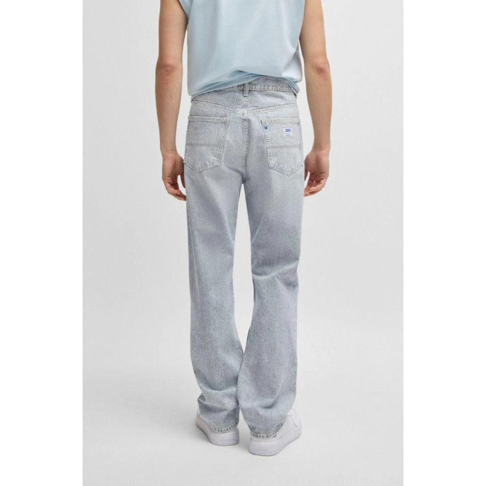 Hugo Boss Baggy-fit jeans in striped blue denim 4