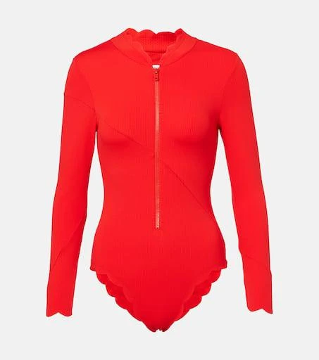 Marysia North Sea scalloped rashguard swimsuit 1