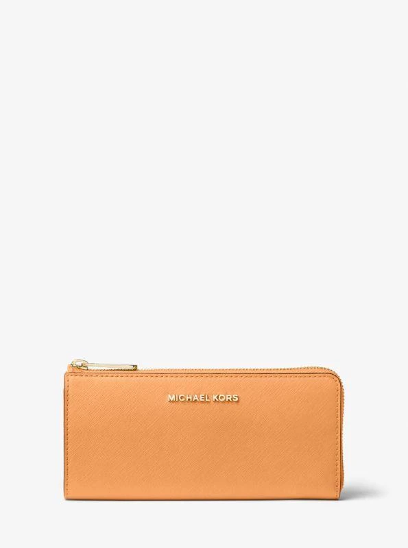 michael_kors Jet Set Travel Large Saffiano Leather Quarter-Zip Wallet 1