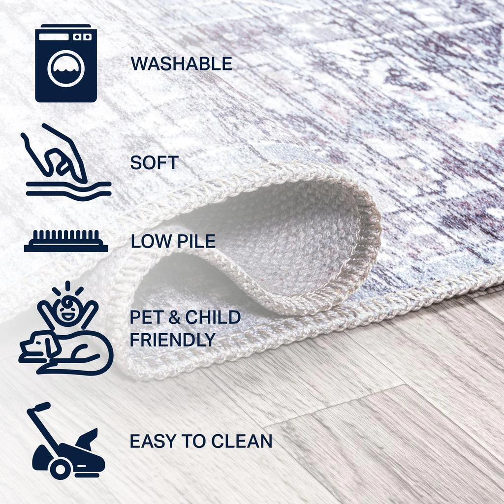 JONATHAN Y Didim Boho Gray Medallion Washable Gray/Purple 9 ft. x 12 ft. Area Rug 5