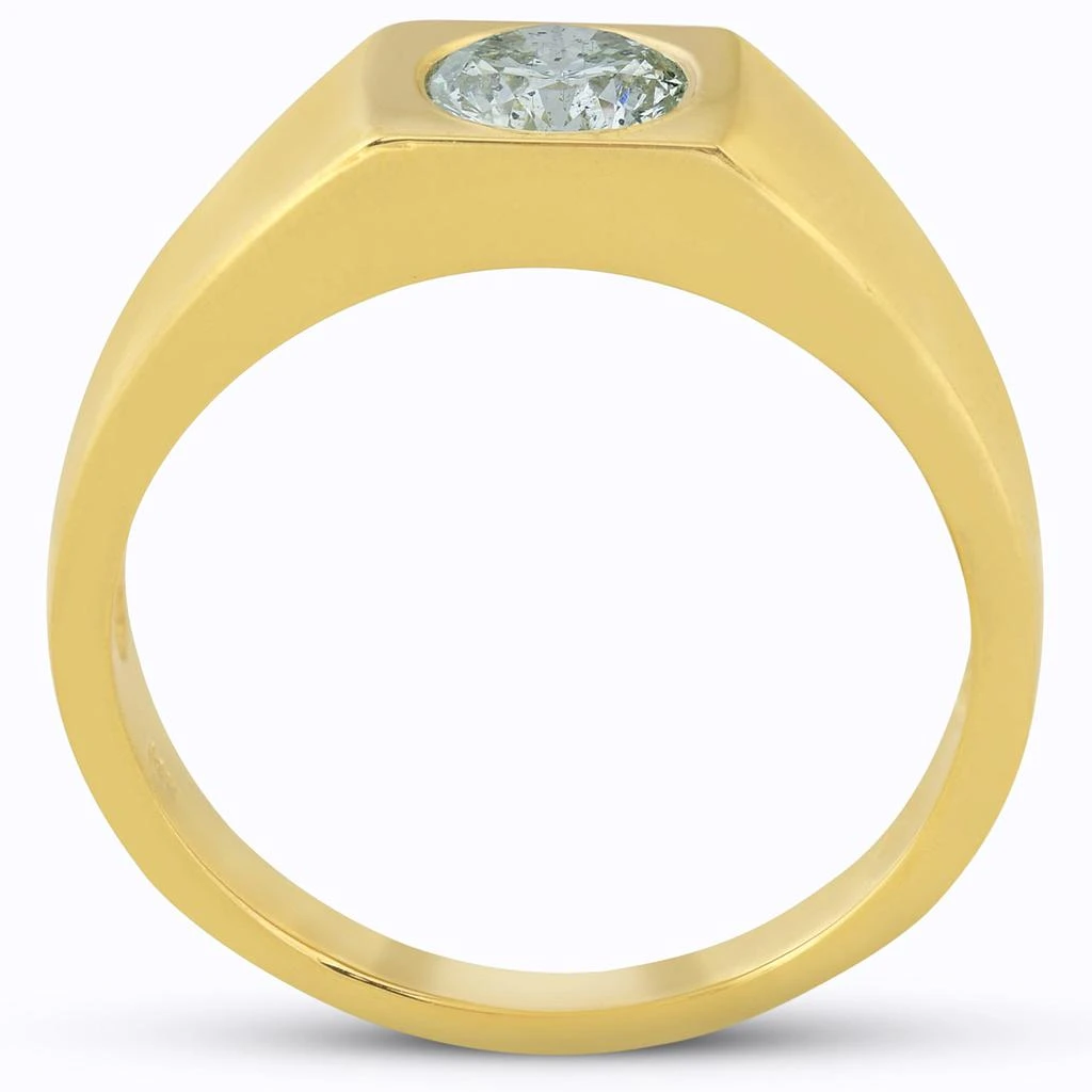 Pompeii3 Mens 1 ct Round Solitaire Diamond Wedding Ring 14k Yellow Gold 3