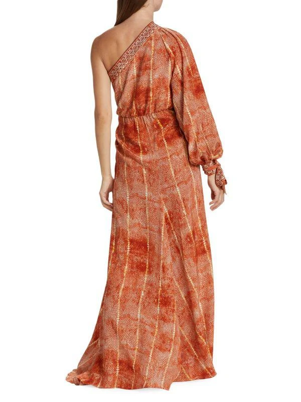 Beatriz Camacho Raiz Ruba Printed One-Shoulder Silk Maxi Dress 2