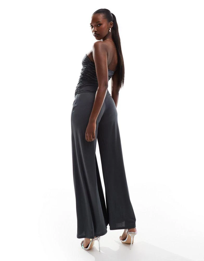 ASOS ASOS DESIGN bandeau tie detail wide leg jumpsuit in grey 2