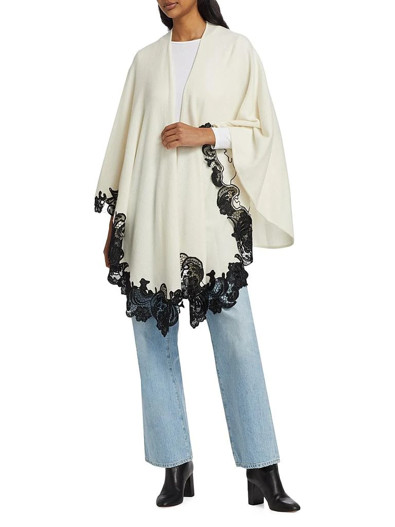 Sofia Cashmere Lace-Trim Cashmere Knit Cape 2
