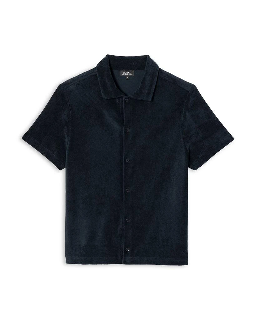 A.P.C. Short Sleeve Button Front Fleeced Terry Shirt 4