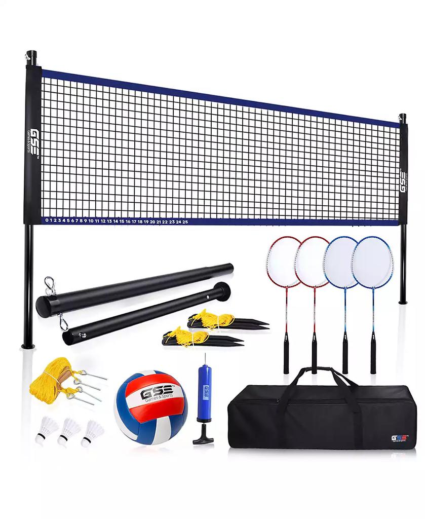 GSE Games 
Sports Expert Volleyball and Badminton Combo Set with Net,4 Rackets,3 Birds, PU Volleyball and Carrying Bag (Recreational)