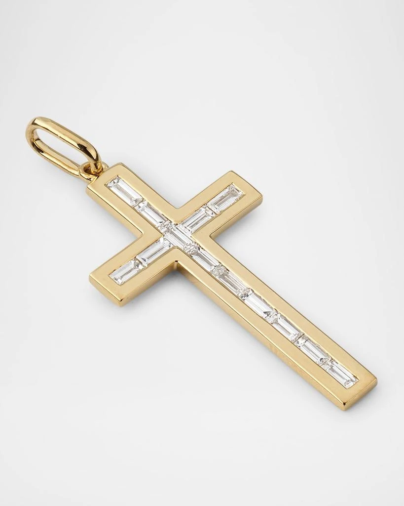 Sydney Evan Men's 14K Gold Diamond Baguette Cross Pendant 3