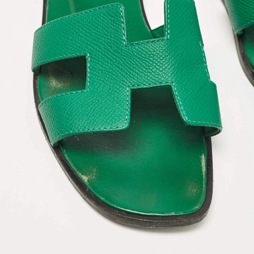 Hermes Hermes Green Leather Oran Slide Sandals Size 37 7