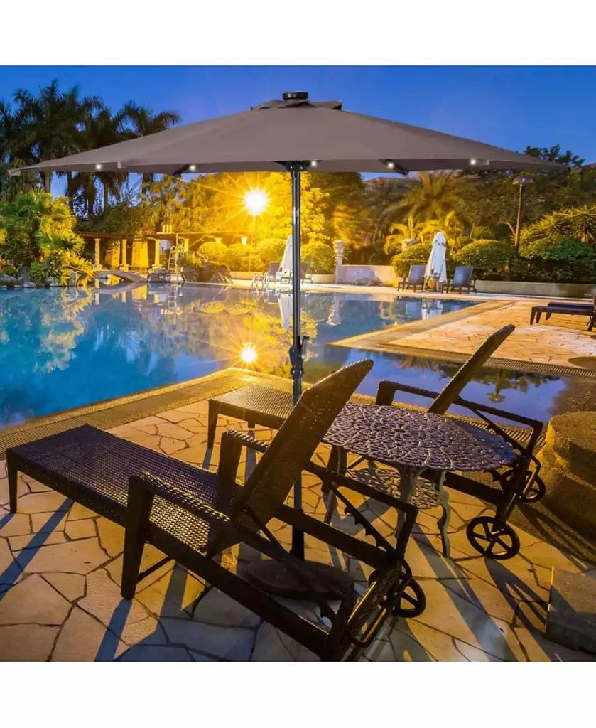 Mondawe 9 Feet Patio LED Solar Umbrella with Crank 4