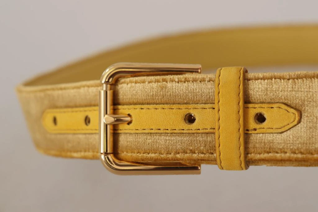 Dolce & Gabbana Yellow Velvet Gold Metal Logo Engraved  display picture 2