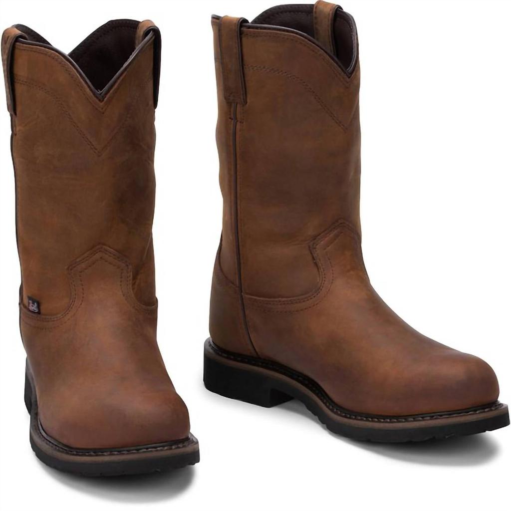 Justin Men's Drywall 10" Waterproof Steel Toe Work Boots In Whiskey