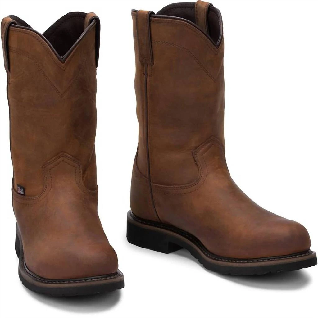 Justin Men's Drywall 10" Waterproof Steel Toe Work Boots In Whiskey 1