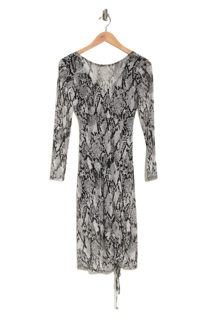 bebe Snakeskin Print Long Sleeve Side Tie Mesh Dress 3