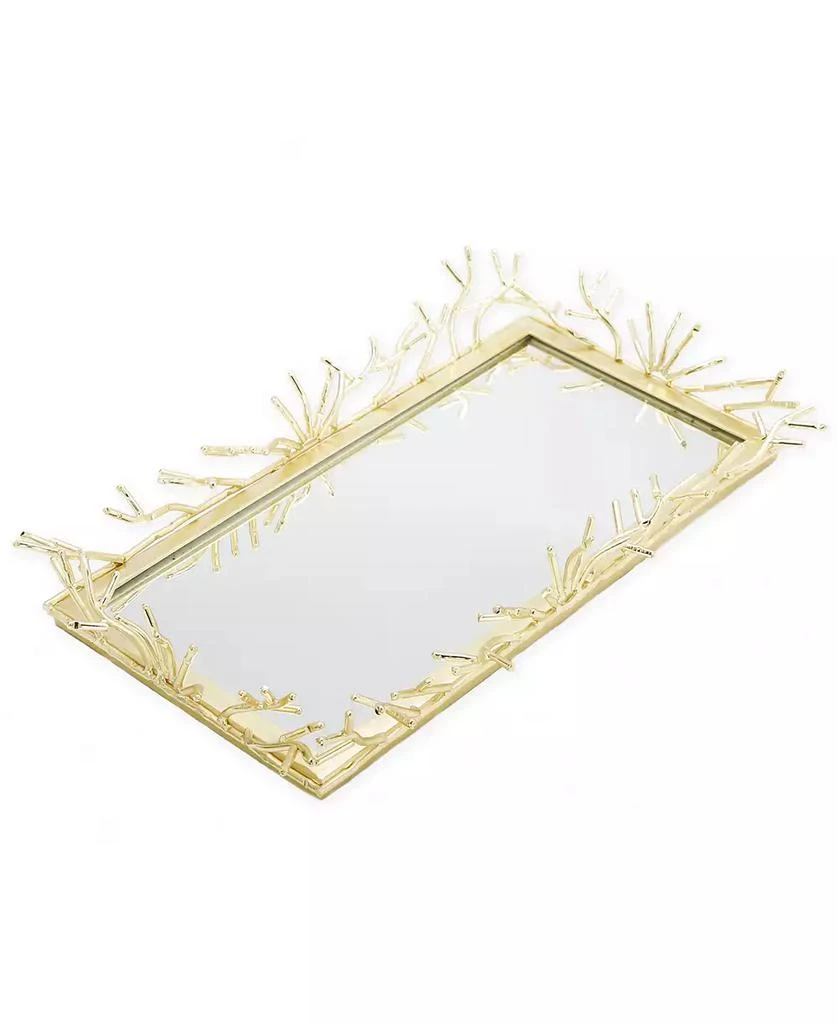 Classic Touch Rectangular Decorative Mirror Tray Design Border, 12" x 6"