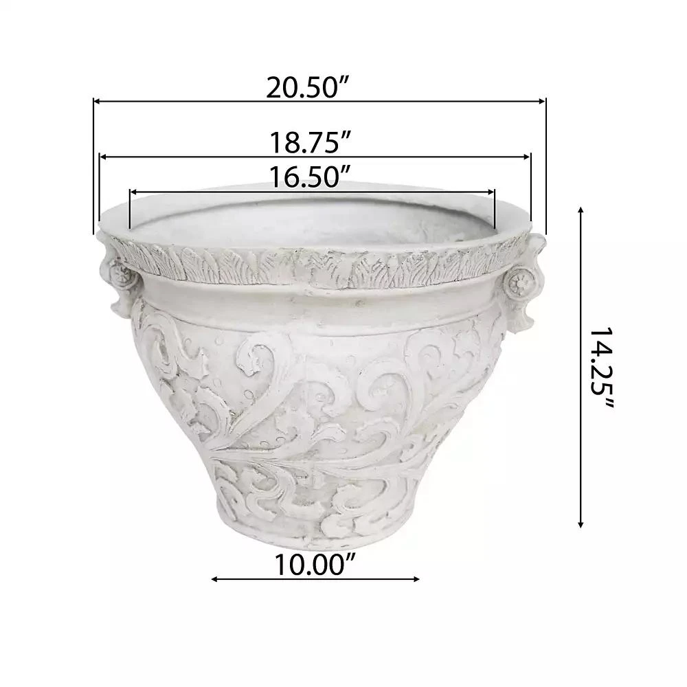 Streamdale Furniture Streamdale Antique White Concrete Planter For Indoor/Outdoor Use 4