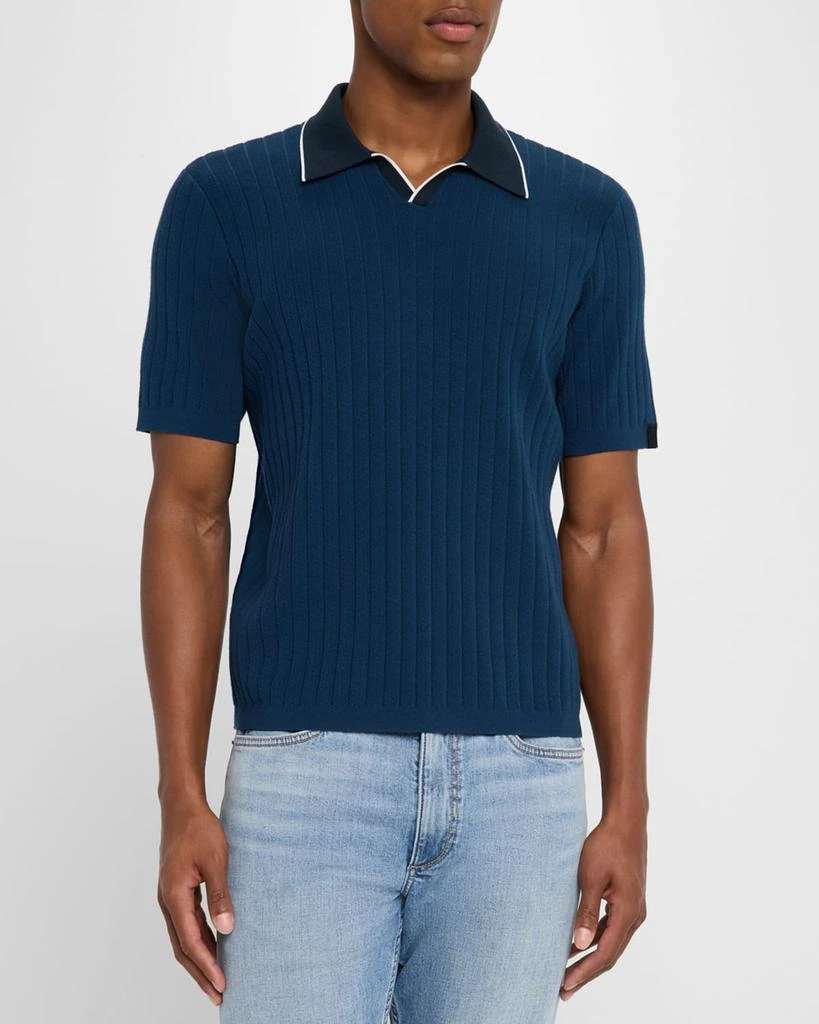 Rag & Bone Men's Sanford Ribbed Johnny Collar Polo Sweater 4