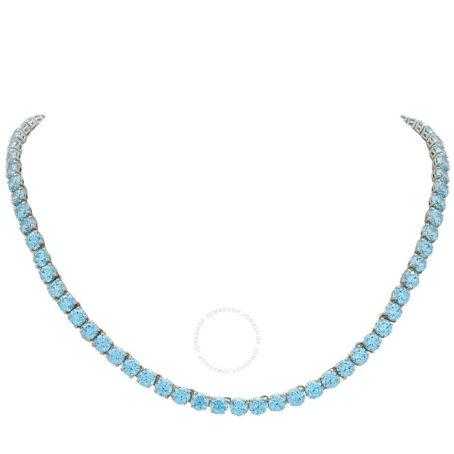 Swarovski Matrix Blue Round Cut Crystal Tennis Necklace 1