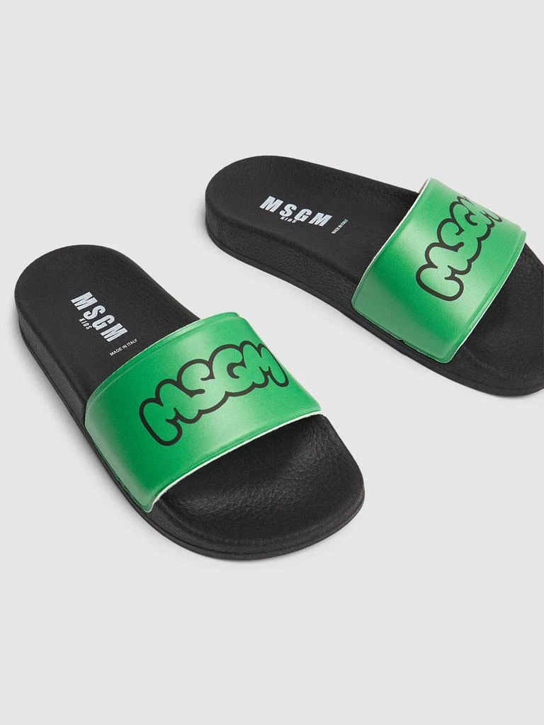 MSGM Logo Print Rubber Slide Sandals 1