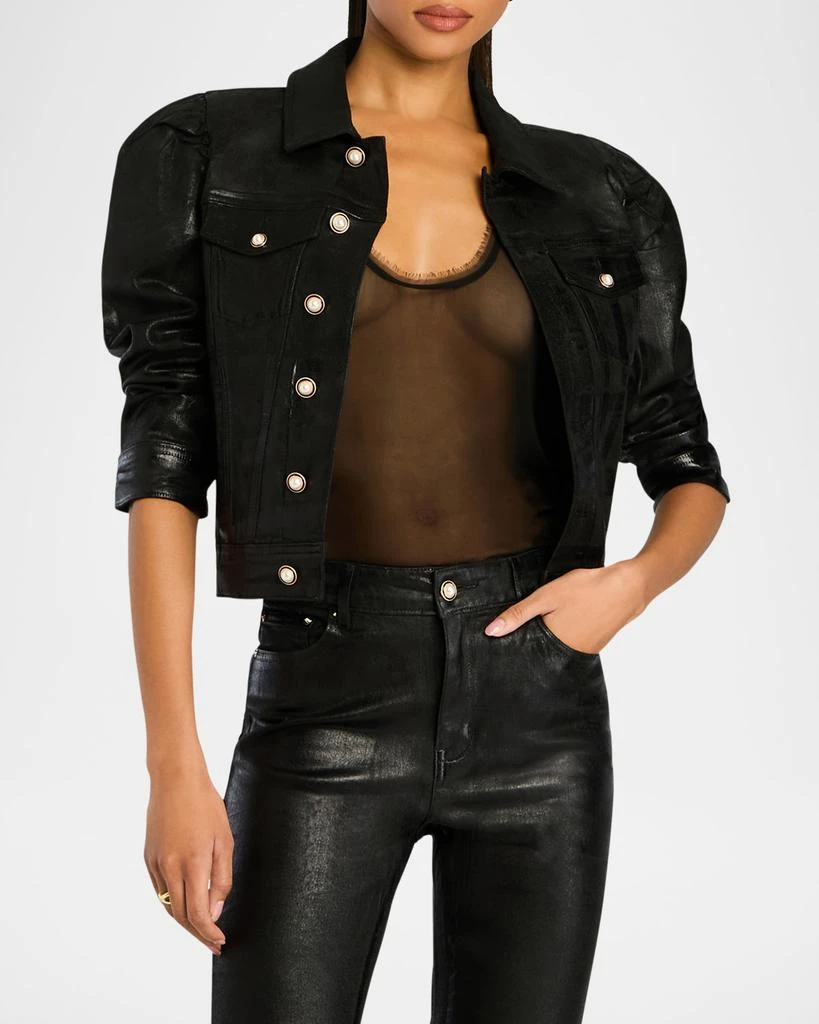 retrofête Ada Puff-Sleeve Coated Denim Jacket 5