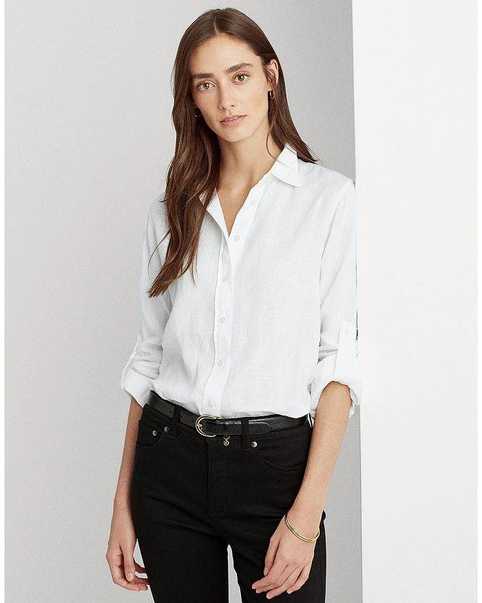 Ralph Lauren Linen Long Sleeve Collared Button Down Shirt, Regular & Petite 1