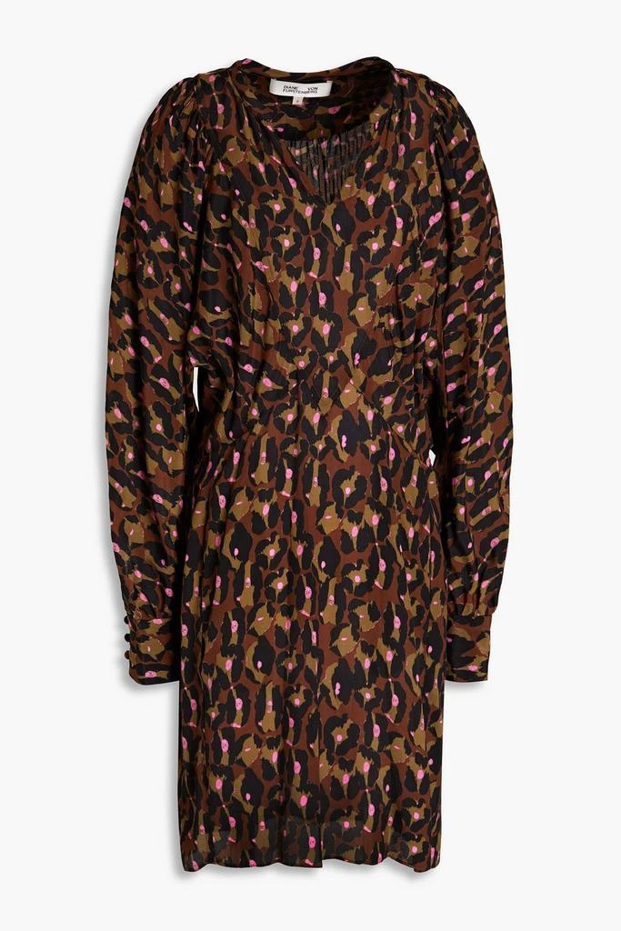 Diane von Furstenberg Dollie gathered printed crepe de chine mini dress