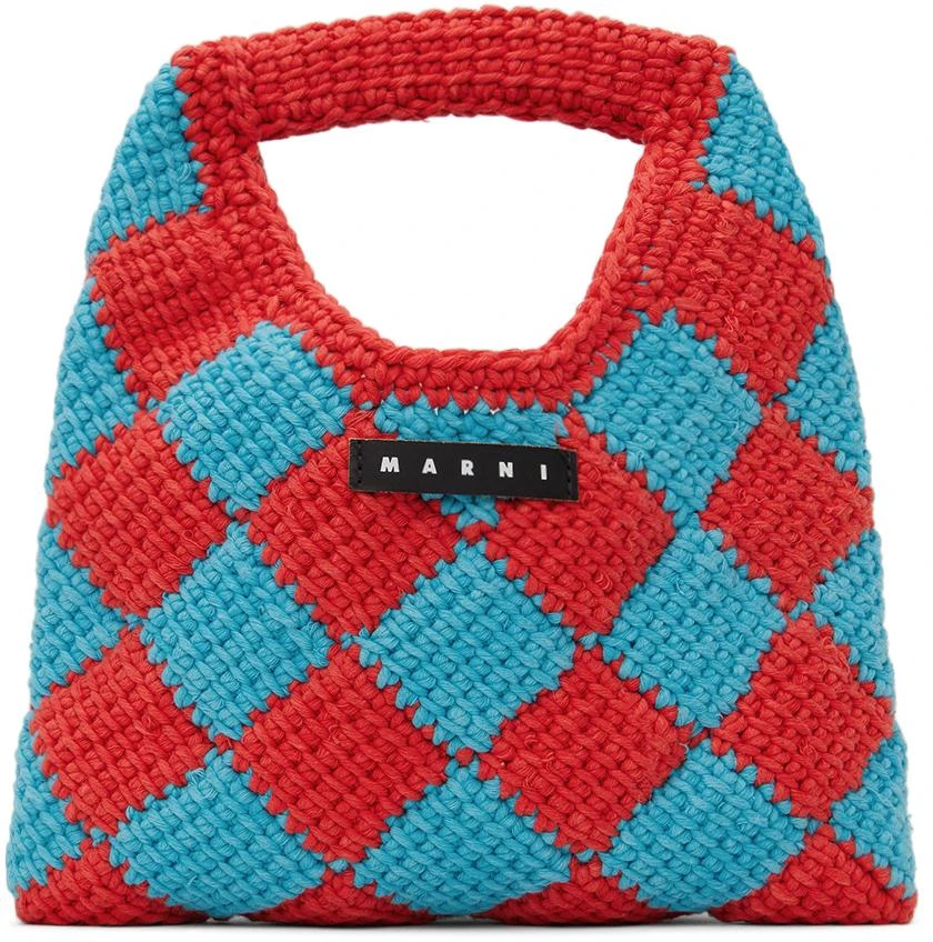 Marni Kids Red & Blue Diamond Crochet Bag 1