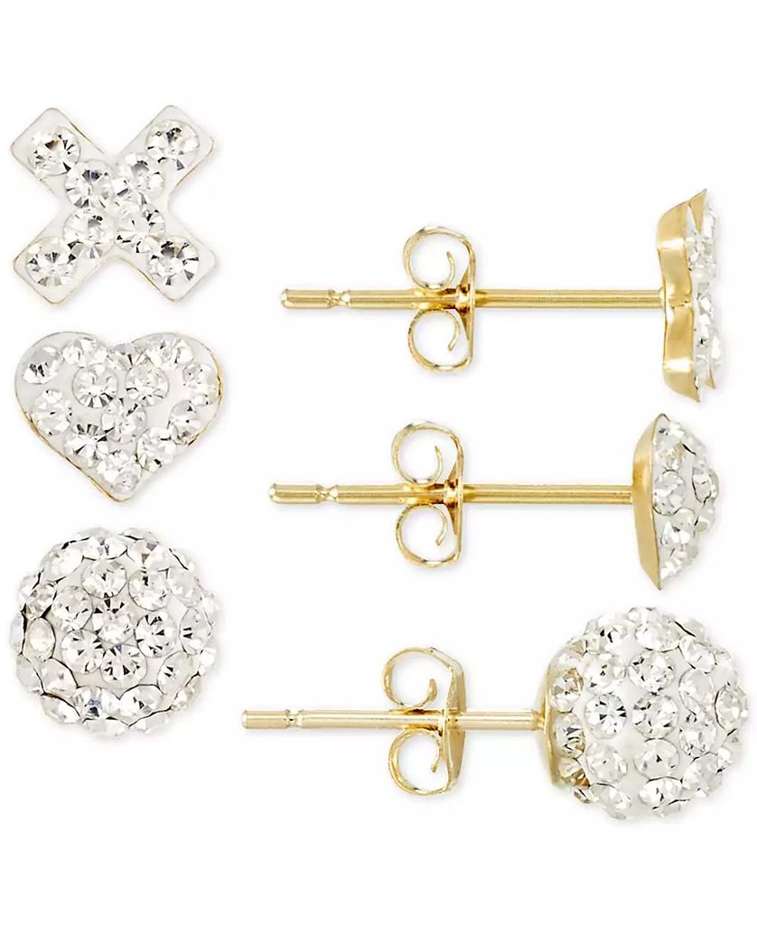 Macy
s 3-Pc. Set Pave Crystal Stud Earrings in 10k Gold
