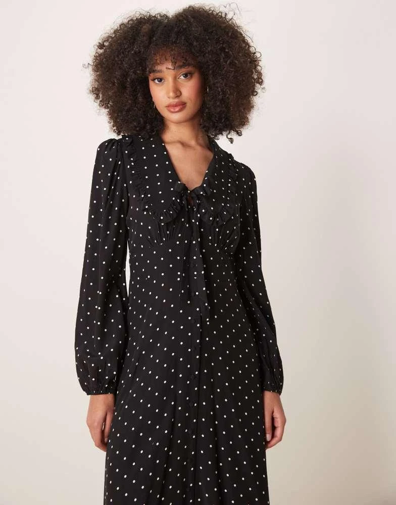 Nobody's Child Nobody's Child Otillie midi dress in black and white spot 4